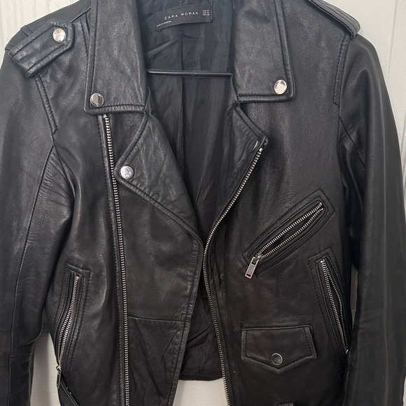 Zara Black Faux Leather Moto Jacket - Picture 4 of 8